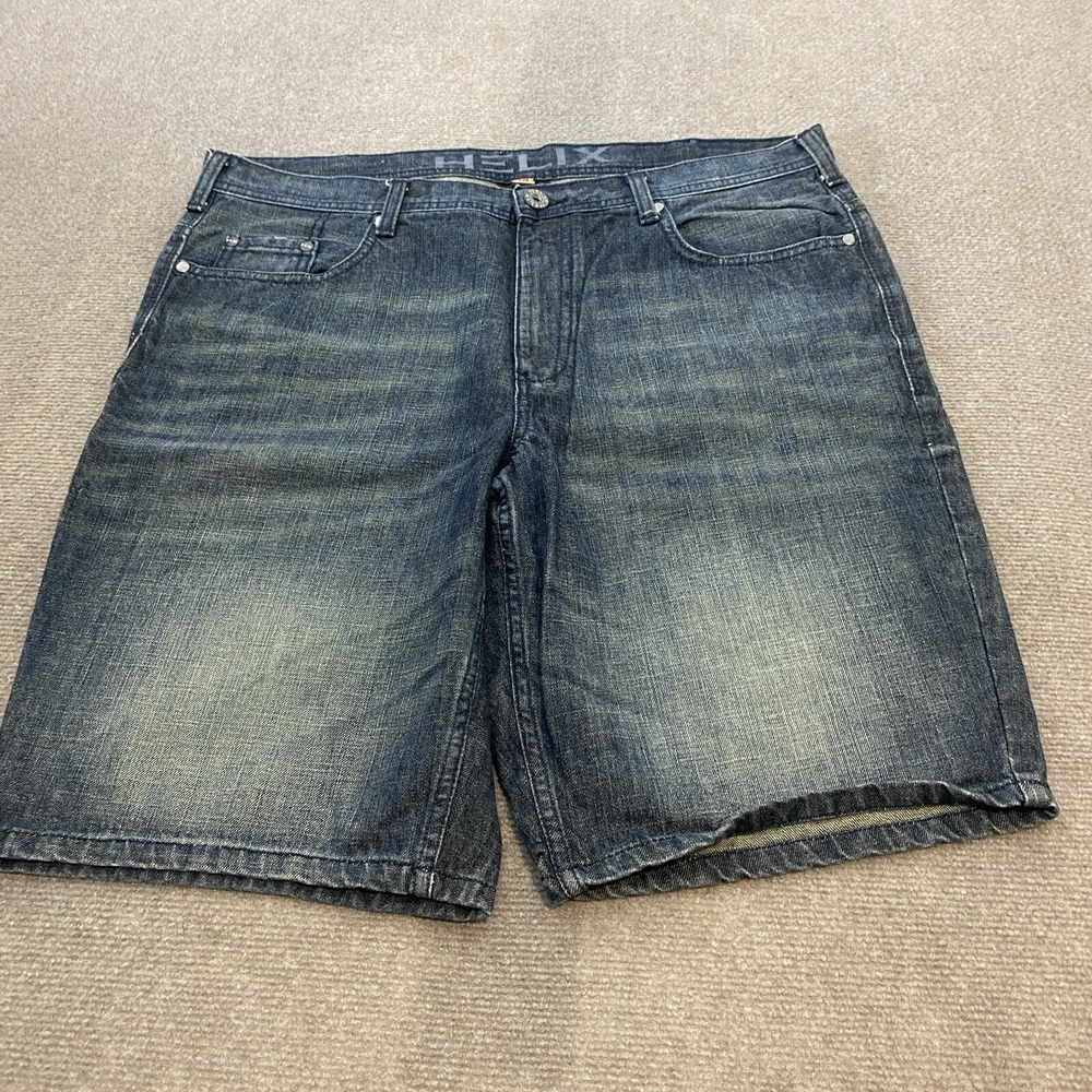 Helix Jean Shorts Men 38 Blue Denim Jorts Light Wash Baggy Skate‎ Vintage Y2K